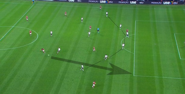 Sistema de defesa pelo lado esquerdo dormiu no lance do gol adversário