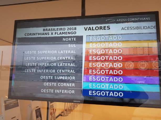 Ingressos esgotados na Arena Corinthians para jogo contra o Flamengo