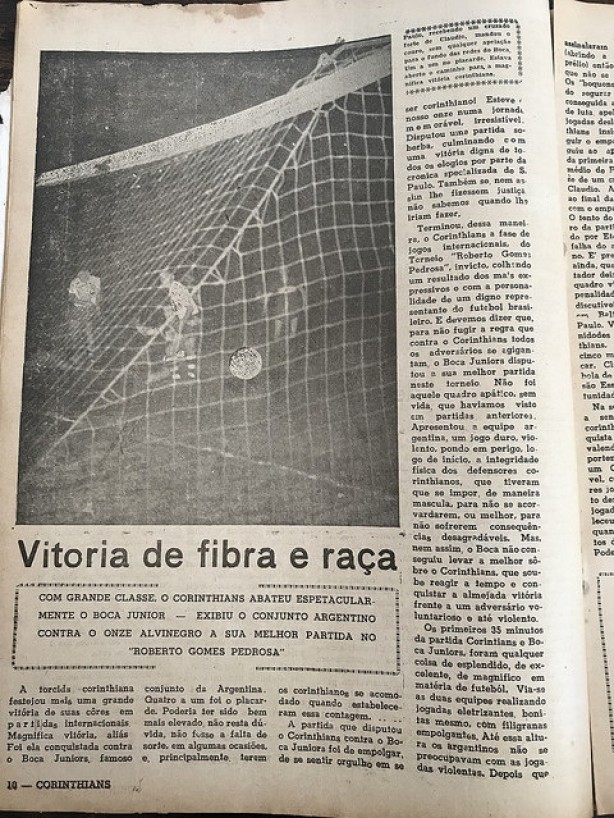Matria sobre o jogo do Corinthians e Boca na Revista