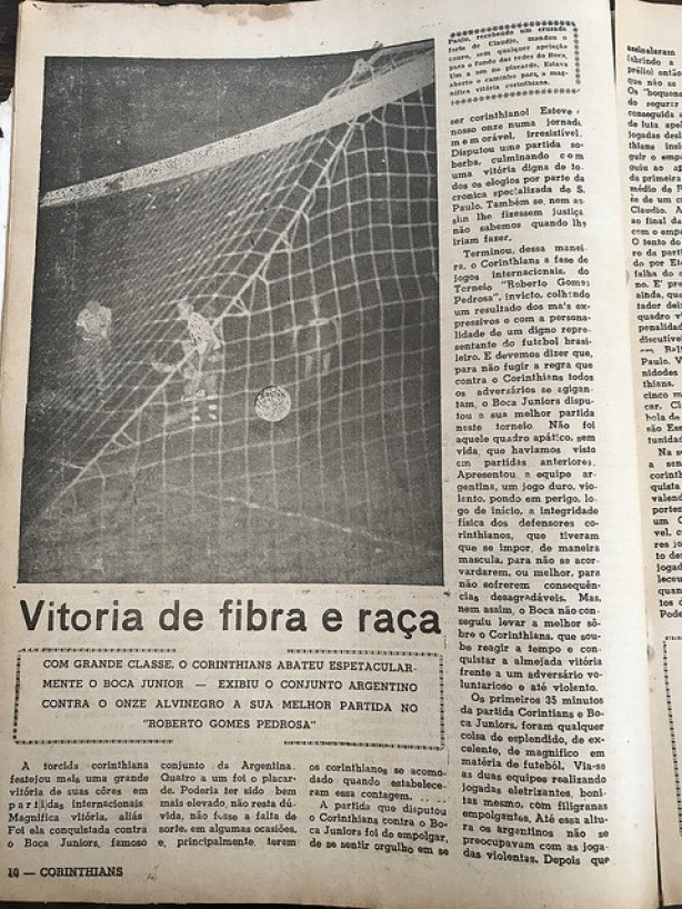 Matéria sobre o jogo do Corinthians e Boca na Revista
