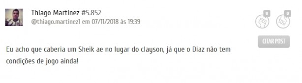 Comentário sobre escalação