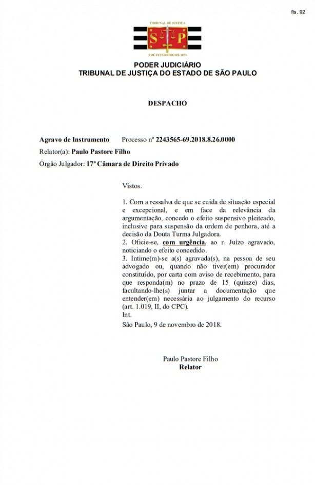 Mandado suspensão