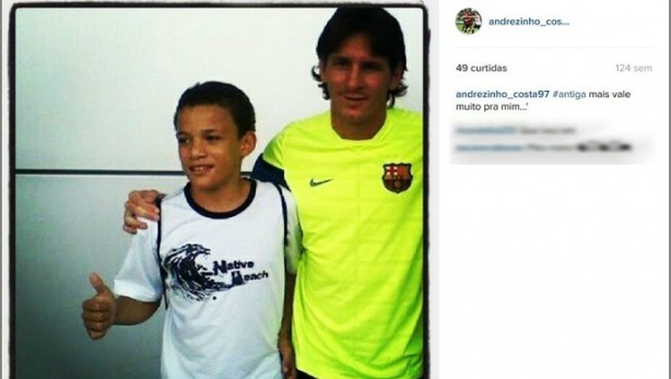 André e o parça Lionel Messi, camisa 10 do Barcelona