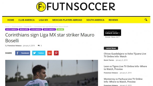 Corinthians assina com estrela e artilheiro do Campeonato Mexicano Mauro Boselli