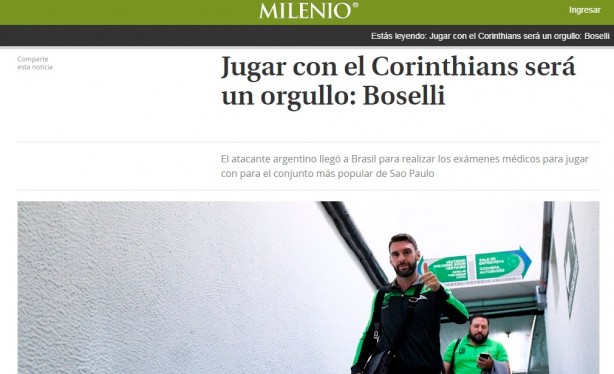 Jogar pelo Corinthians ser um orgulho: Boselli