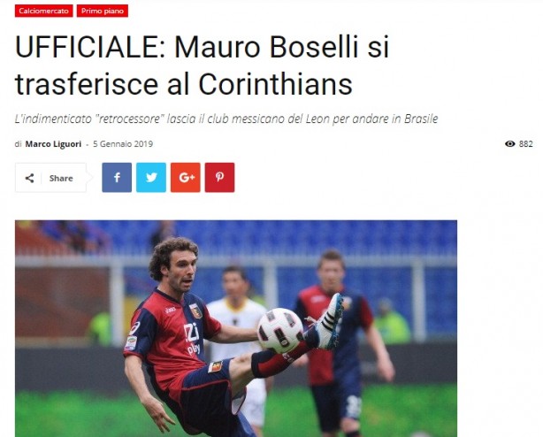 Oficial: Mauro Boselli se transfere ao Corinthians