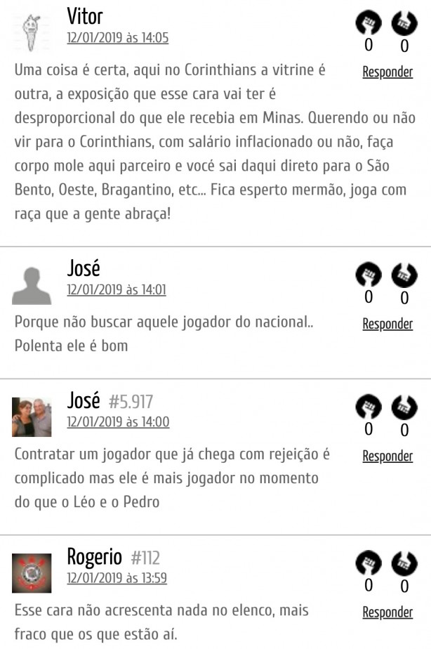 Comentários dos torcedores com a possível contratação de Manoel
