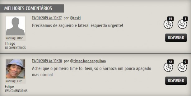 Comentários da crônica sobre o empate com o Santos