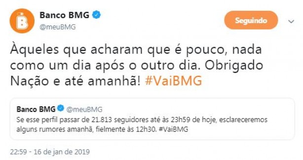 Banco agradeceu a Fiel