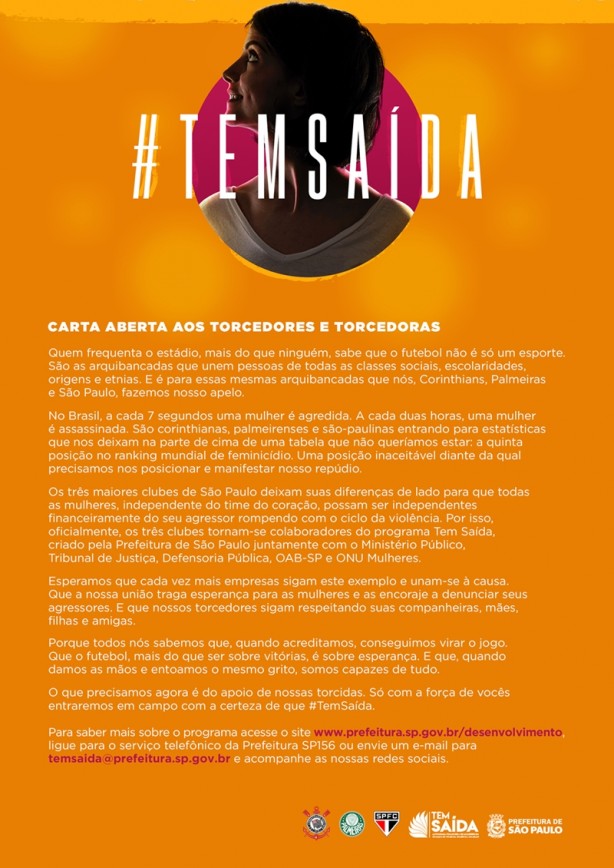 Clubes se uniram por campanha contra o feminicídio