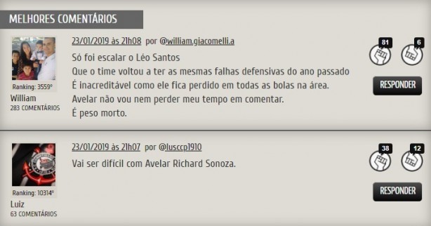 Comentrios de torcedores sobre a derrota para o Guarani