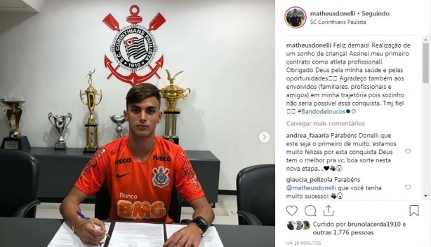 Matheus Donelli vibrou com o contrato profissional