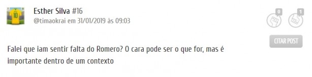 Romero não tem sido relacionado e divide opiniões da Fiel