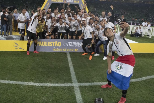 Romero tirou a selfie do ttulo paulista de 2018 no Allianz Parque