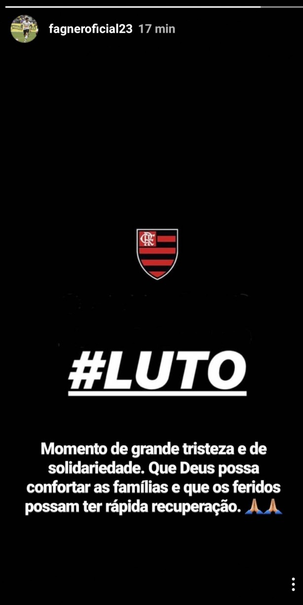 Fagner apoia Flamengo após tragédia no CT da equipe