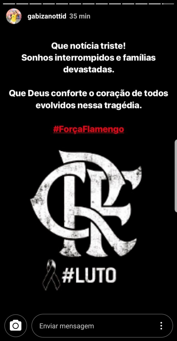 Gabi Zanotti apoia Flamengo aps tragdia no CT da equipe