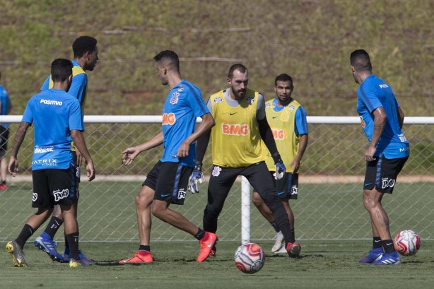 Timão treina para jogo contra o Novorizontino, pelo Campeonato Paulista, no domingo