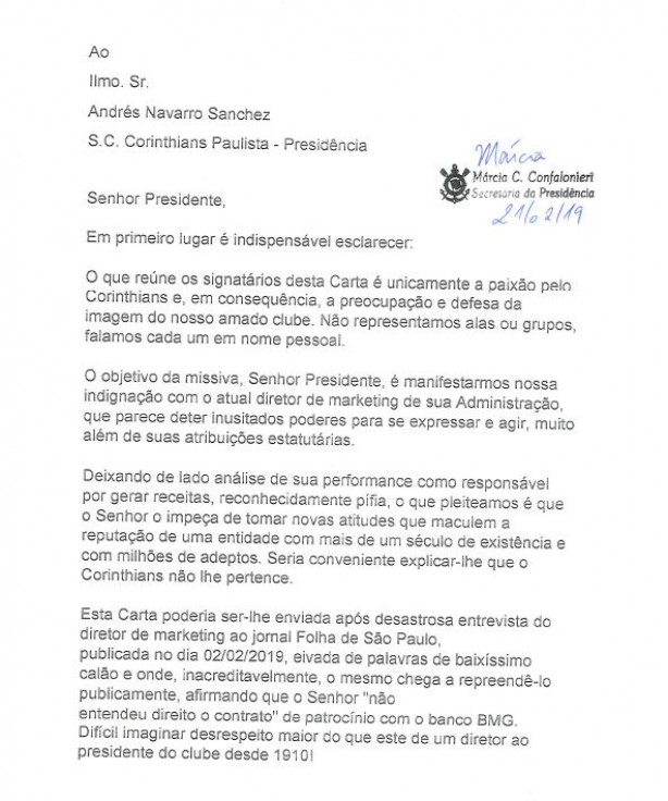 Carta dos conselheiros enviada a Andrés