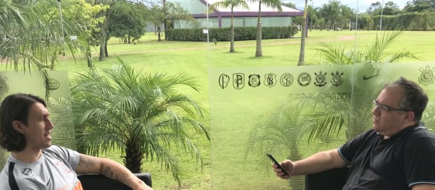 C&aacute;ssio e o rep&oacute;rter Rodrigo Vessoni, do Meu Tim&atilde;o 