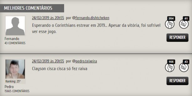 Comentários de torcedores sobre a vitória sobre o Botafogo-SP