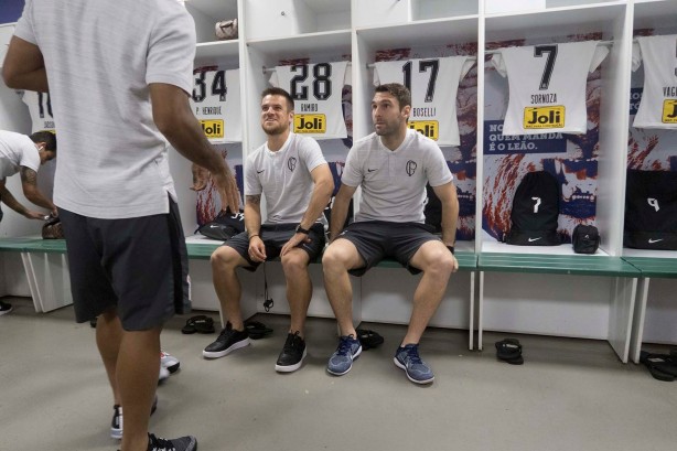 Ramiro e Boselli no vestiário do Castelão antes do jogo contra o Ceará, pela Copa do Brasil