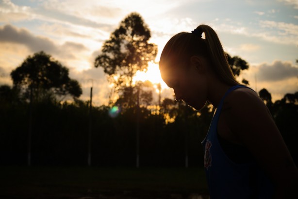 Érika no treino das meninas do Corinthians Futebol Feminino