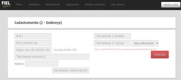 Segunda parte do cadastro