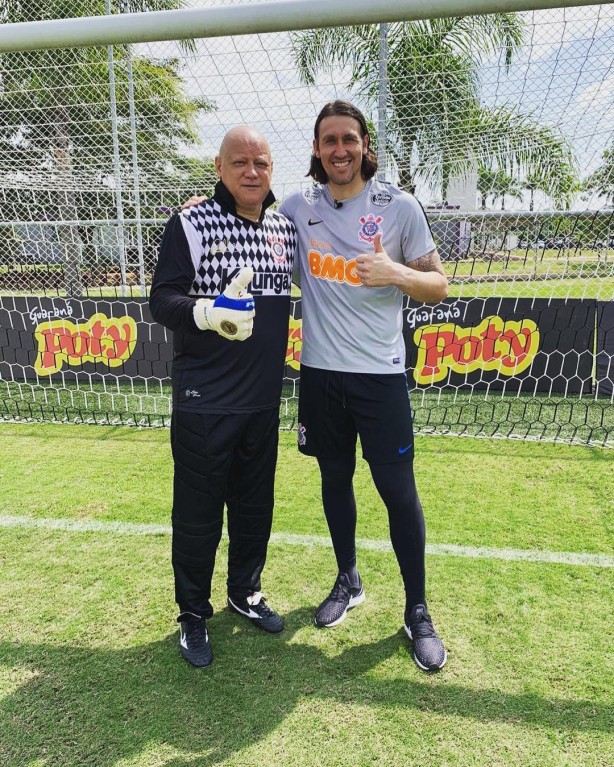 Cssio e Ronaldo aps o treino dessa sexta-feira