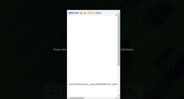 Pela internet, site do Premiere mostrava um erro a cada tentativa de login