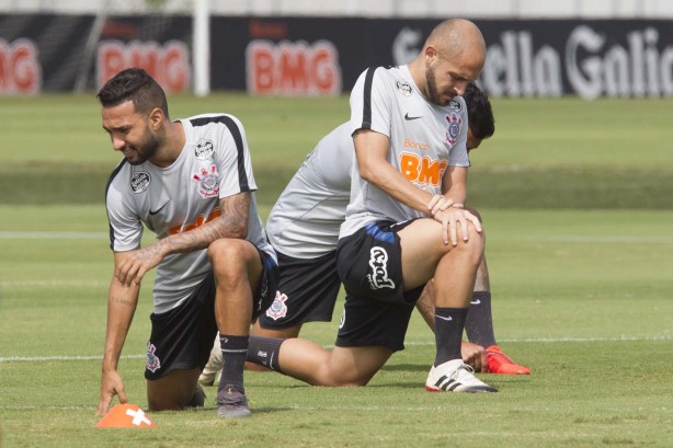 Clayson e Régis no treinamento de hoje no CT Joaquim Grava