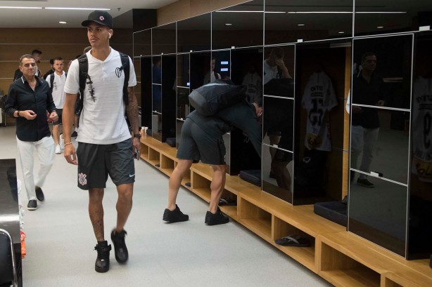 Richard no vestiário da Arena Corinthians antes do jogo contra a Chapecoense, pela Copa do Brasil