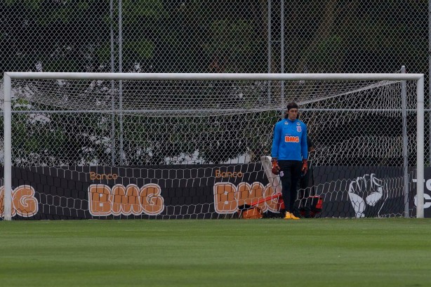 Cássio no último treino antes da decisão contra a Chapecoense
