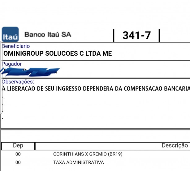Boleto bancário gerado ainda traz o nome da Omini; pagamento via IBM é questão de dias
