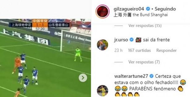 Gil postou vídeo de gol na China