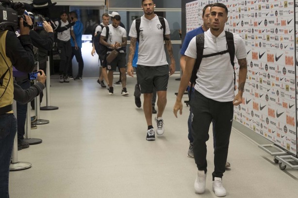 Gabriel chegando à Arena Corinthians para jogo contra o São Paulo, pelo Brasileirão 2019