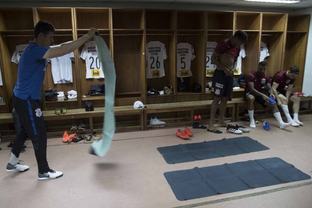 Vestiário antes do jogo contra o Deportivo Lara, na Venezuela, pela Sul-Americana