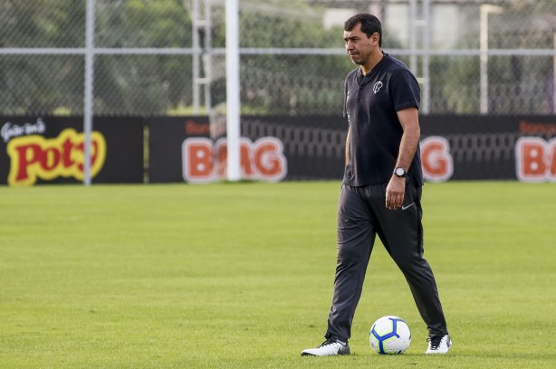 Fábio Carille durante último treino antes do jogo contra o Flamengo, pela Copa do Brasil