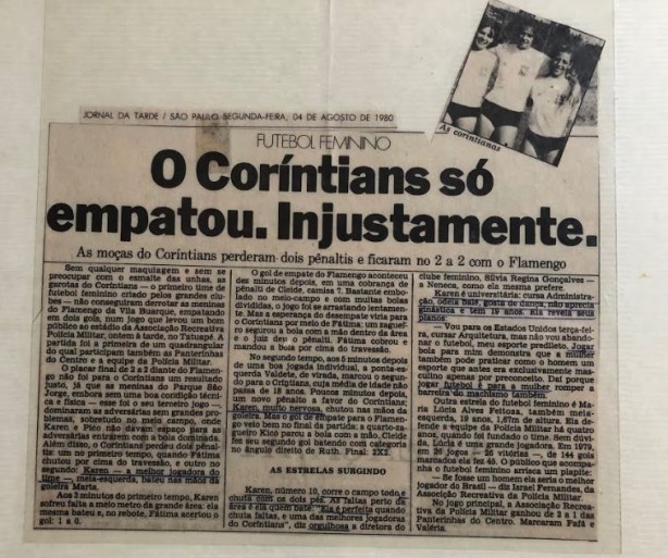 Do S.C. Corinthians Paulista e Flamengo da Vila Buarque disputada no campo da Associação Recreativa da Polícia Militar. São Paulo, Brasil. 1980