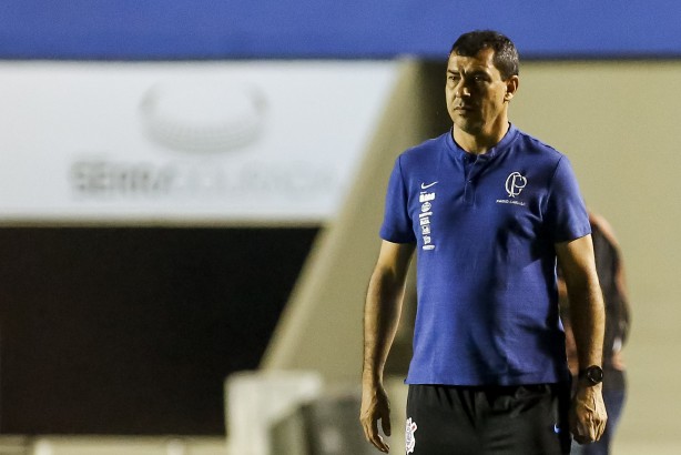 Treinador Fábio Carille durante amistoso entre Vila Nova e Corinthians