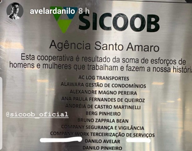 Placa traz o nome de Danilo Avelar