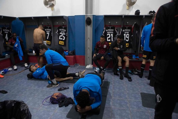 Vestiário antes do jogo contra o Wanderes pela copa sulamericana