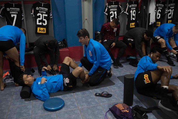 Vestiário antes do jogo contra o Wanderes pela copa sulamericana