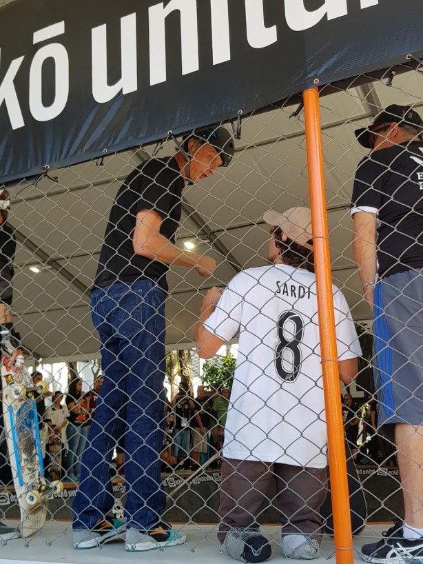 Tony e Sardi, atleta do Corinthians, no Parque São Jorge