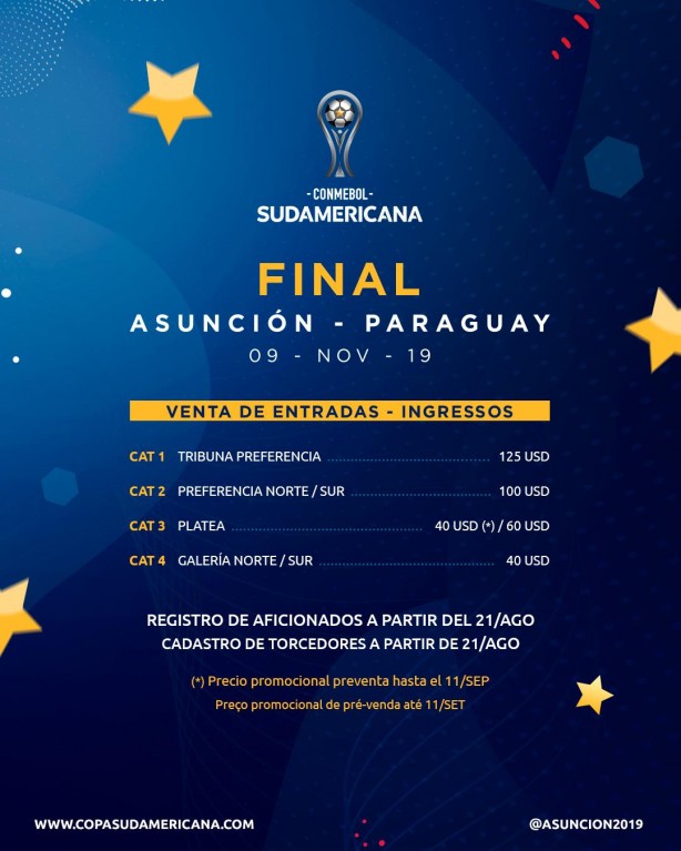 Preos dos ingressos para a final da Copa Sul-Americana