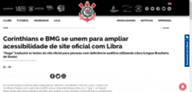 Boto azul ficar localizado no lado direito do site do Corinthians