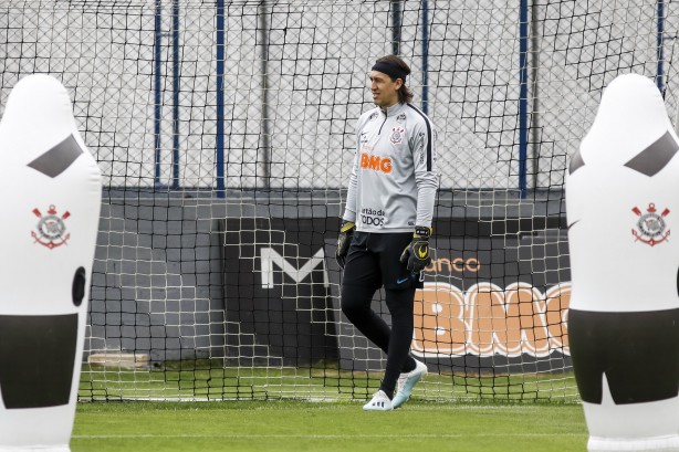 Cássio no último treino antes do jogo contra o Fluminense, pelo Brasileirão