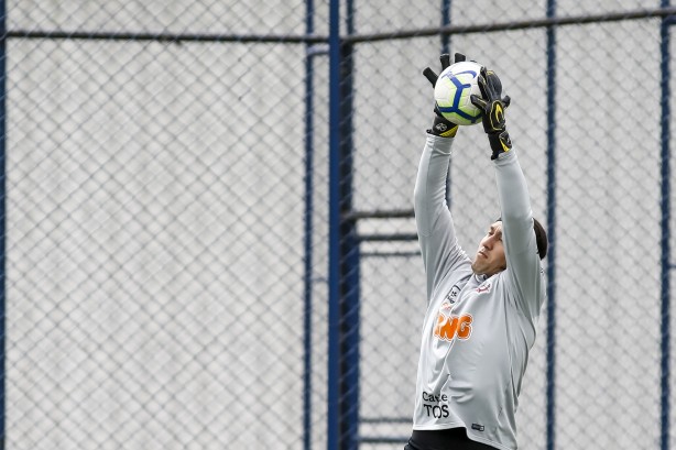 Goleiro Cássio no último treino antes do jogo contra o Fluminense, pelo Brasileirão