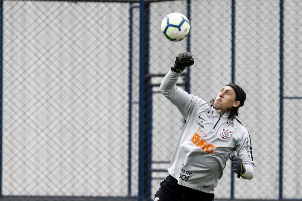 Goleiro Cássio no último treino antes do jogo contra o Fluminense, pelo Brasileirão