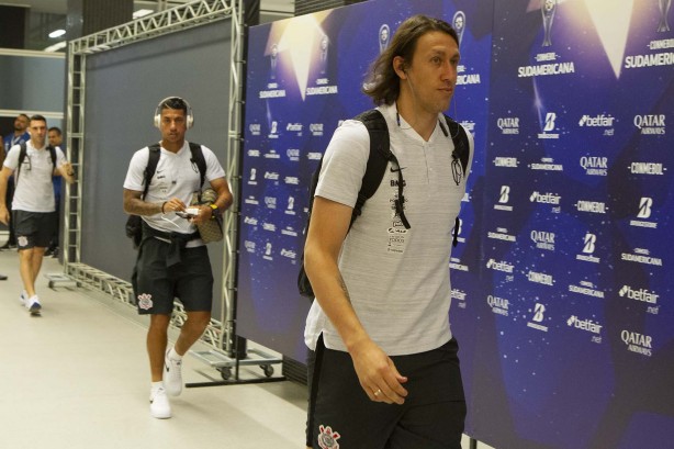 Cássio no vestiário da Arena Corinthians antes da partida contra o Del Valle