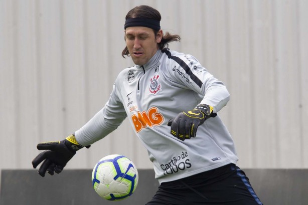 Cássio no último treino antes do jogo contra o Bahia, pelo returno do Brasileirão